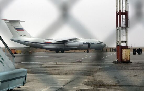 Il-76 plane after a collision in Makhachkala airport