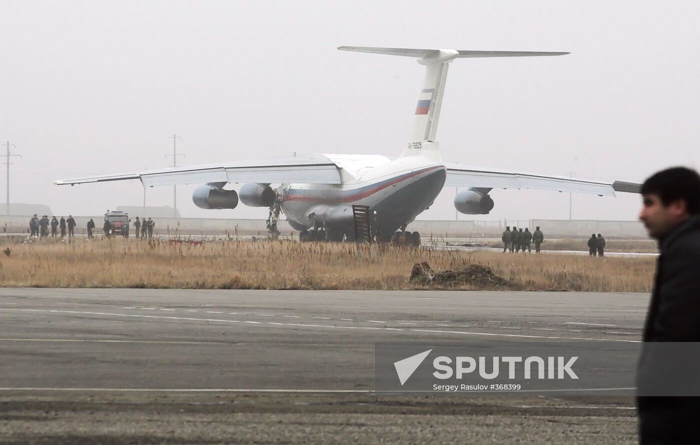 Il-76 plane after a collision in Makhachkala airport