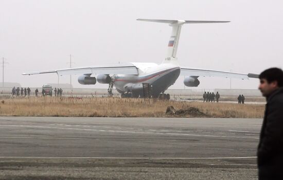 Il-76 plane after a collision in Makhachkala airport