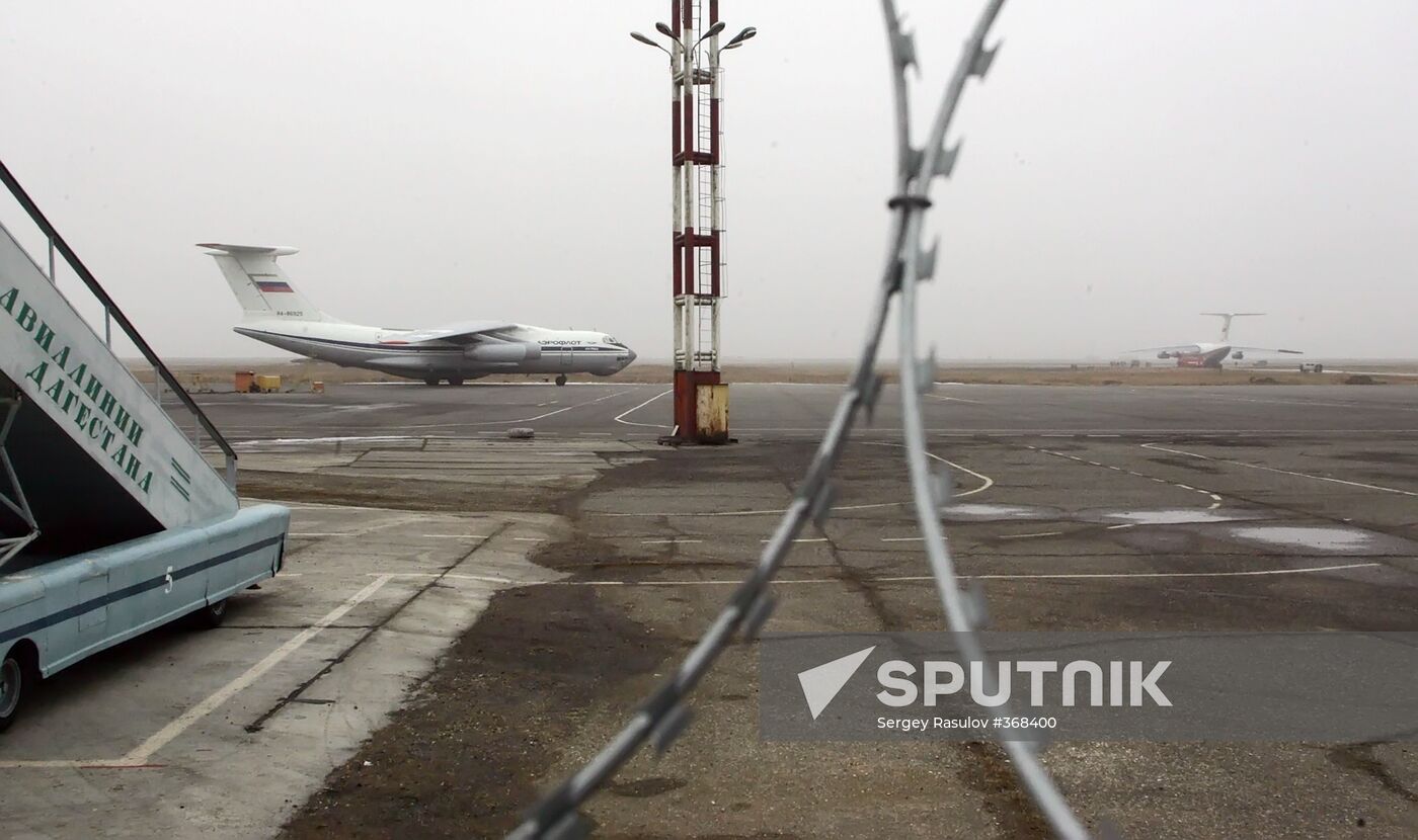 Il-76 plane after a collision in Makhachkala airport