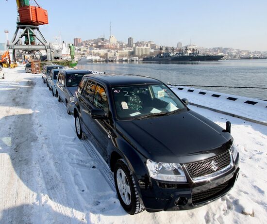 Japanese cars in Vladivostok port