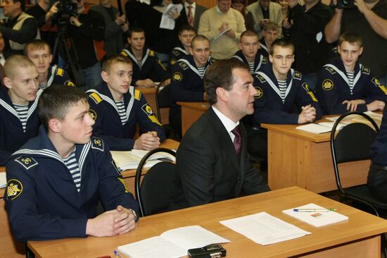 President Dmitry Medvedev visits Nakhimov Naval Academy