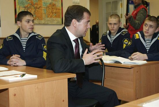 President Dmitry Medvedev visits Nakhimov Naval Academy