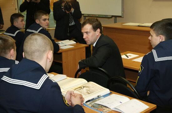 President Dmitry Medvedev visits Nakhimov Naval Academy