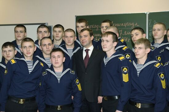 President Dmitry Medvedev visits Nakhimov Naval Academy