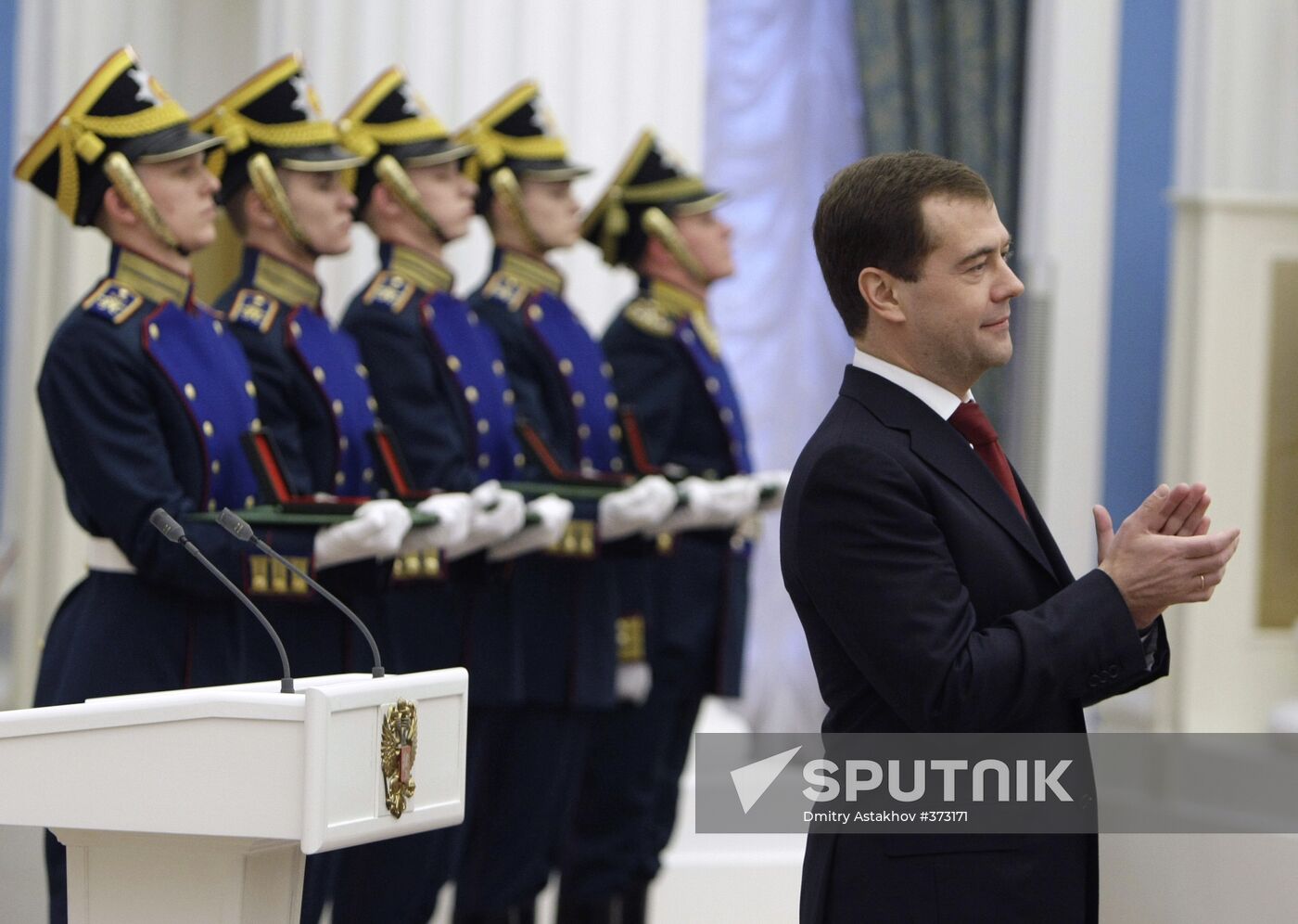 Russian President Dmitry Medvedev awards young scientists