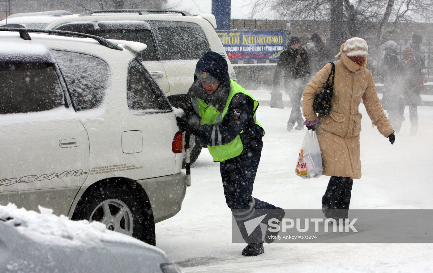Russian traffic police at work