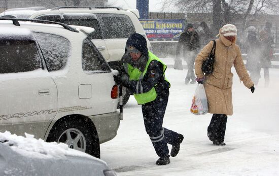 Russian traffic police at work