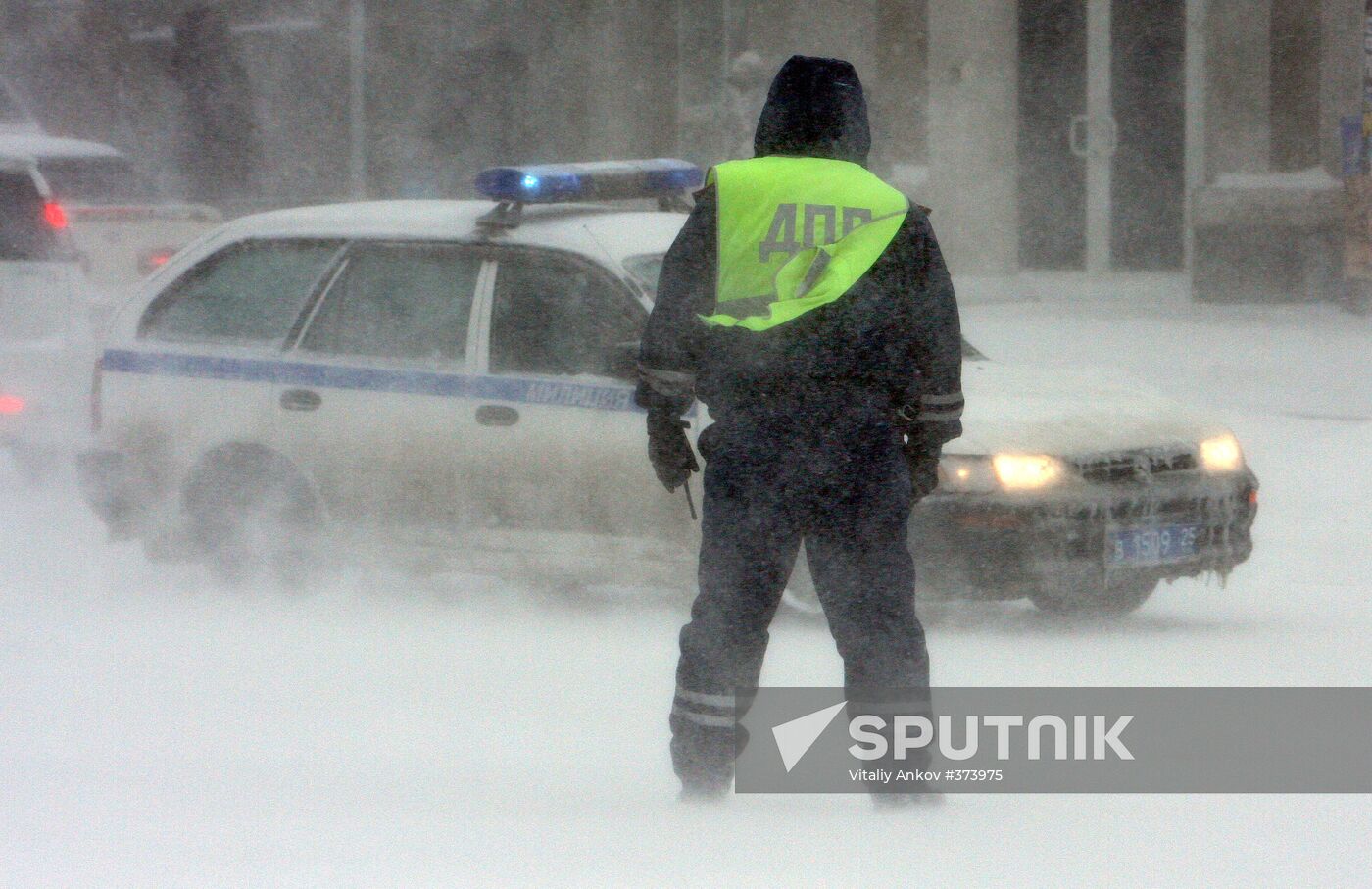 Russian traffic police at work