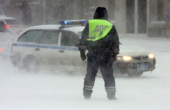 Russian traffic police at work