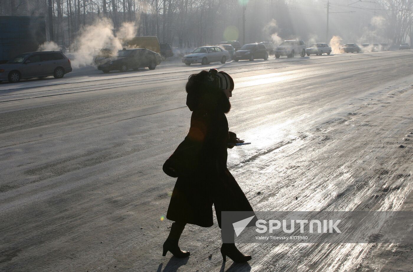 Severe cold in Russia's Novosibirsk