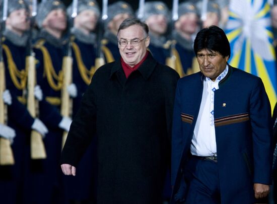 Bolivian President Evo Morales arrives in Moscow
