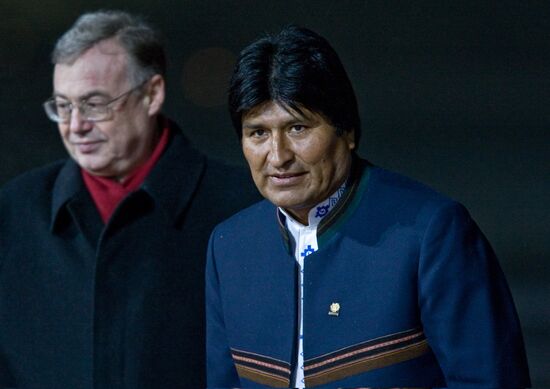 Bolivian President Evo Morales arrives in Moscow