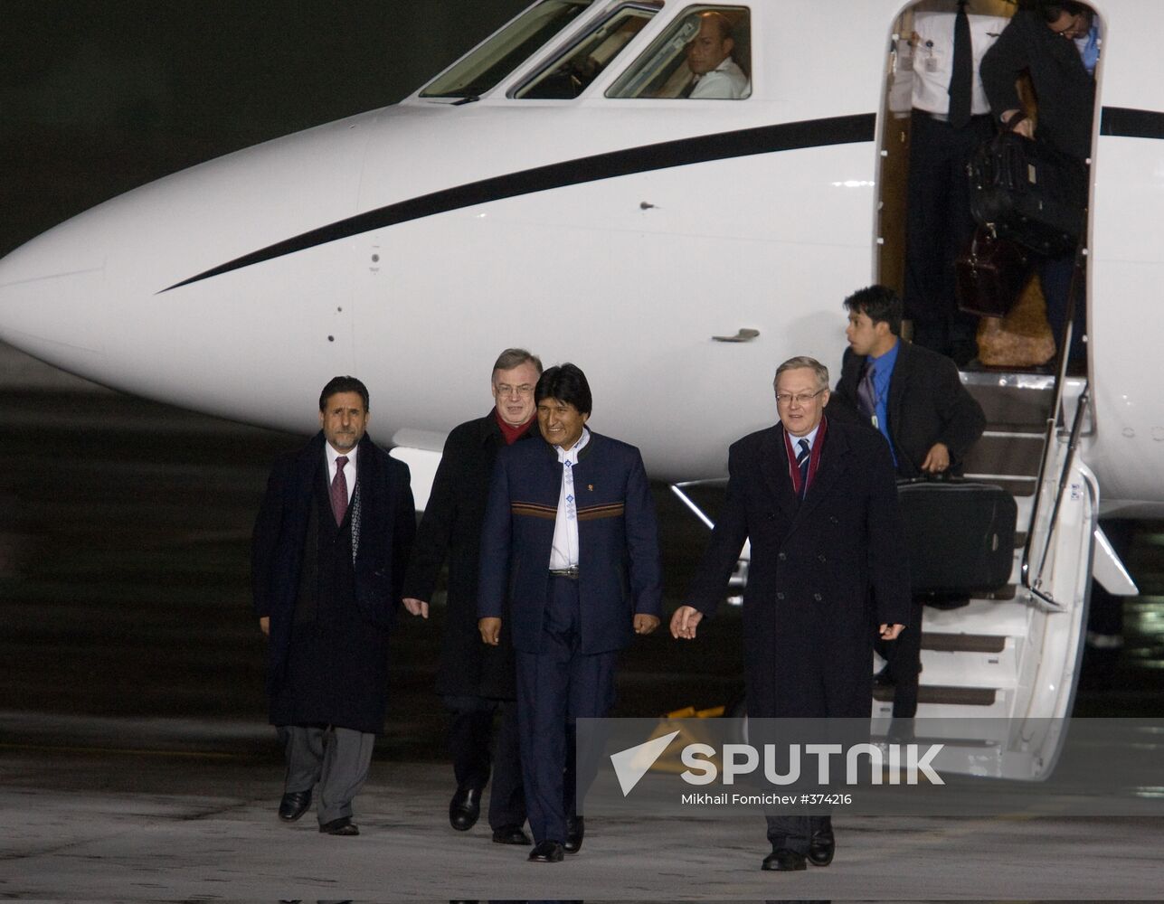 Bolivian President Evo Morales arrives in Moscow