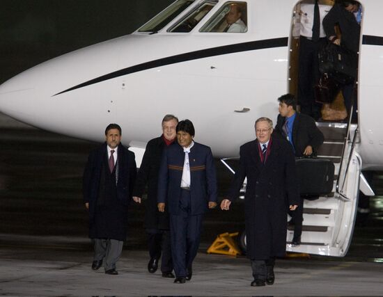 Bolivian President Evo Morales arrives in Moscow