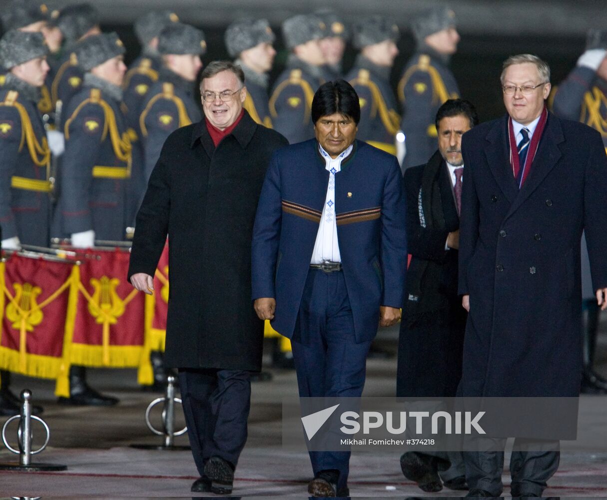 Bolivian President Evo Morales arrives in Moscow