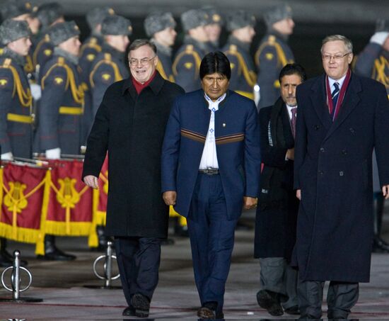 Bolivian President Evo Morales arrives in Moscow