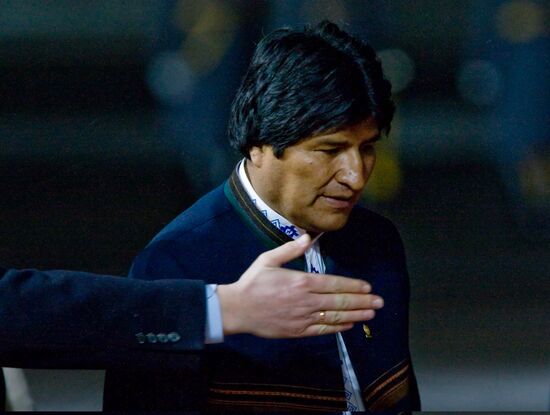 Bolivian President Evo Morales arrives in Moscow