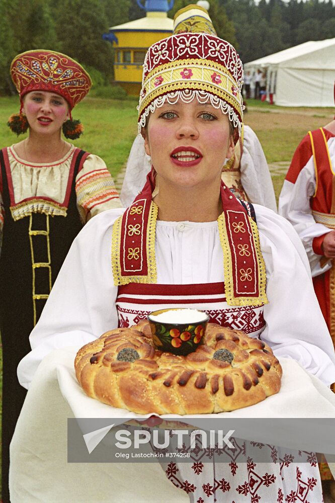 Russian beauty with bread and salt