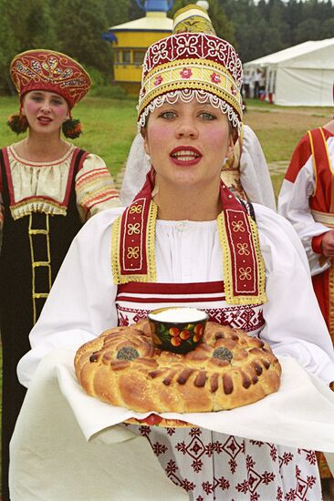 Russian beauty with bread and salt