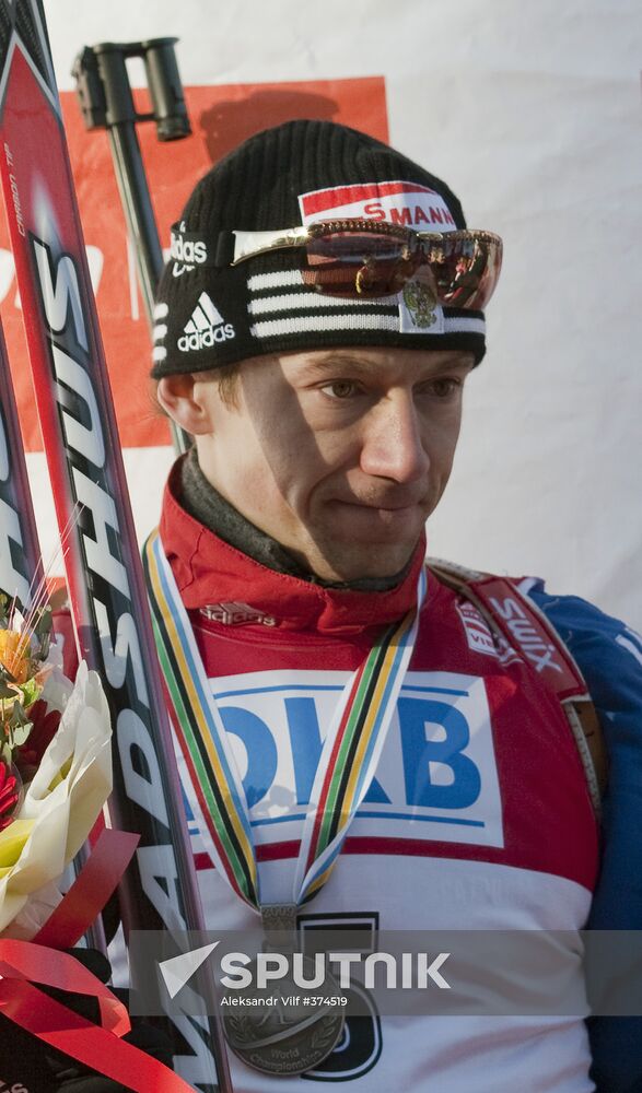 Medal ceremony for winners of Biathlon Worls Championship