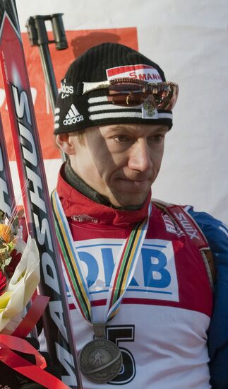 Medal ceremony for winners of Biathlon Worls Championship