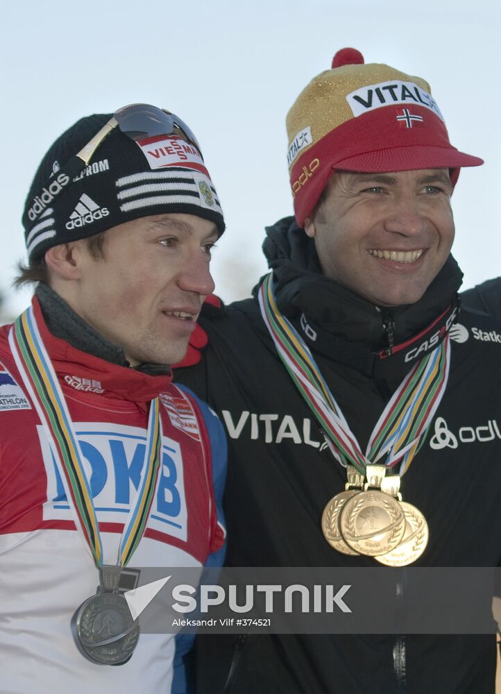 Medal ceremony for winners of Biathlon Worls Championship