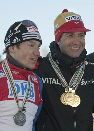 Medal ceremony for winners of Biathlon Worls Championship