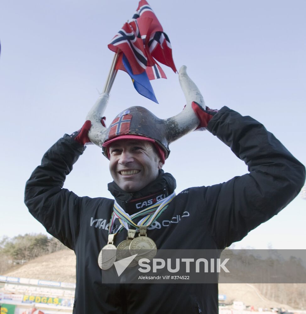 Medal ceremony for winners of Biathlon World Championship