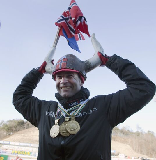 Medal ceremony for winners of Biathlon World Championship