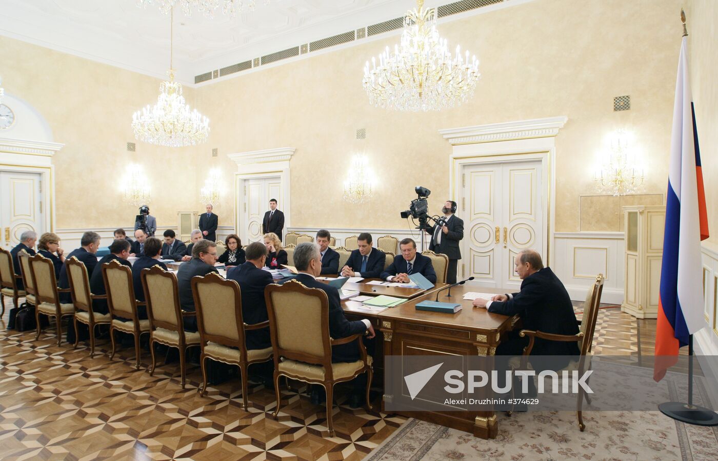 Russian PM Vladimir Putin chairs economic meeting