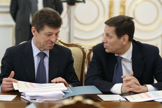 Russian PM Vladimir Putin chairs economic meeting