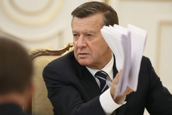 Russian PM Vladimir Putin chairs economic meeting