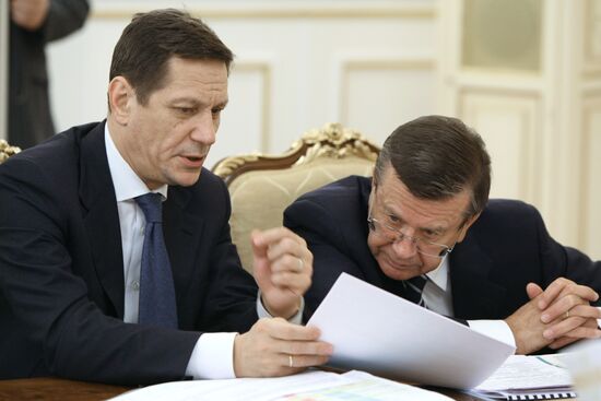 Russian PM Vladimir Putin chairs economic meeting