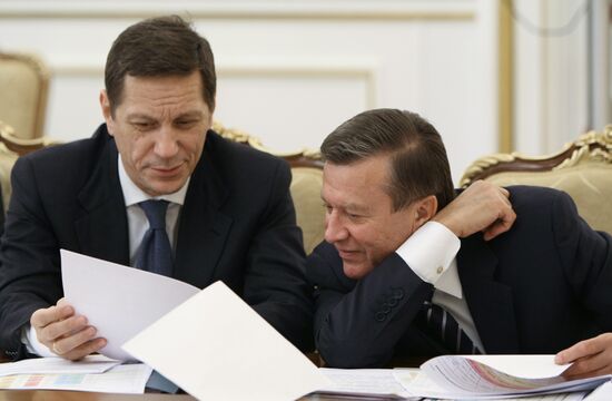 Russian PM Vladimir Putin chairs economic meeting