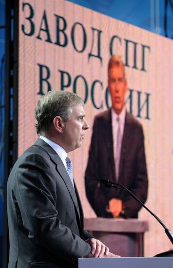 The Prince Andrew, Duke of York,at a liquefied natural gas plant