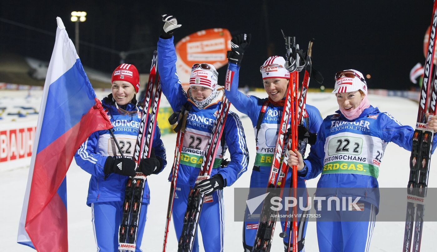 Russian biathlon team wins women's 4x6 km relay