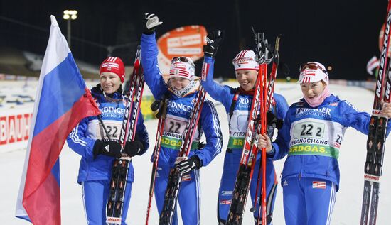 Russian biathlon team wins women's 4x6 km relay