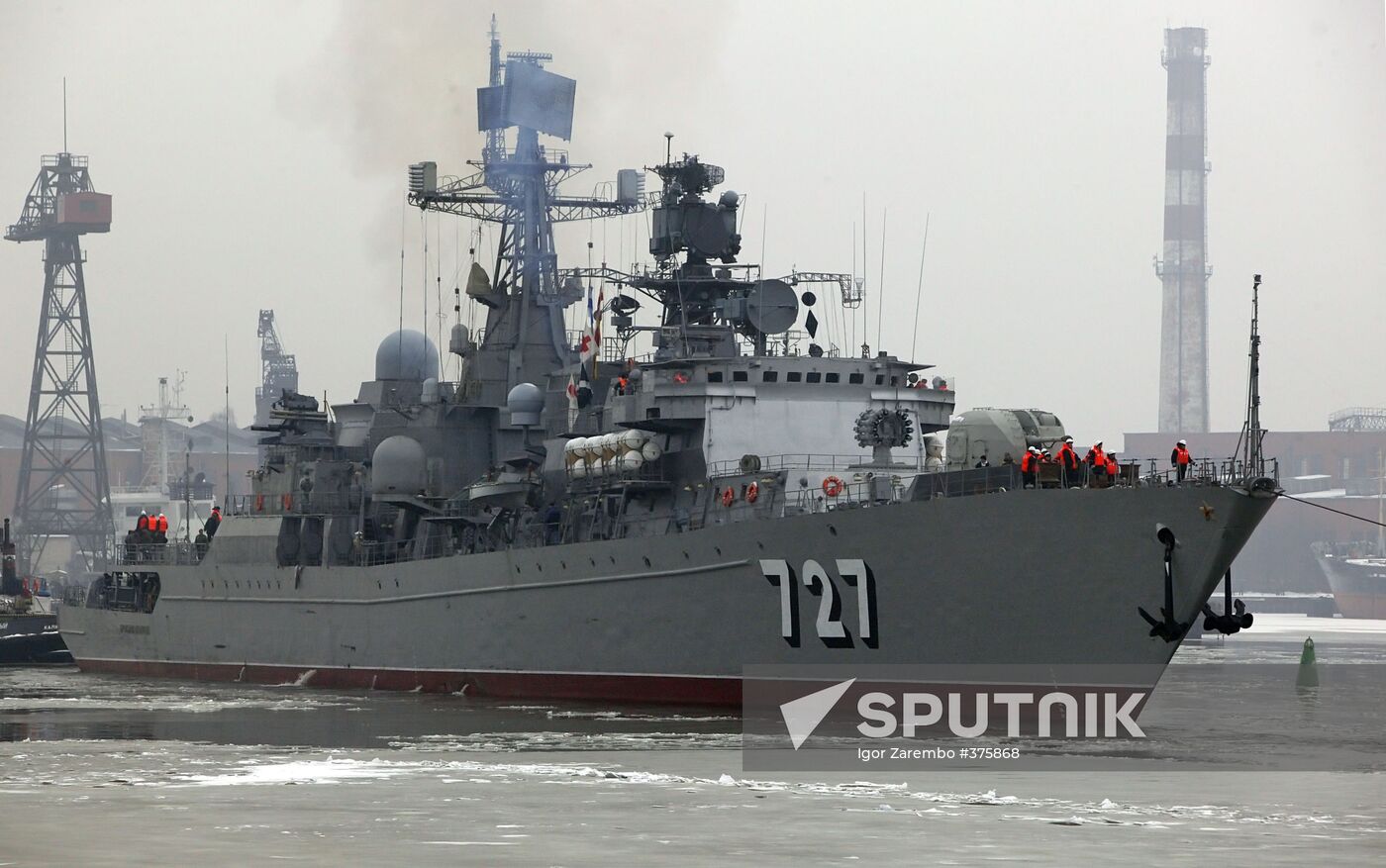The escort ship Yaroslav Mudry [Wise] leaving on her trial run