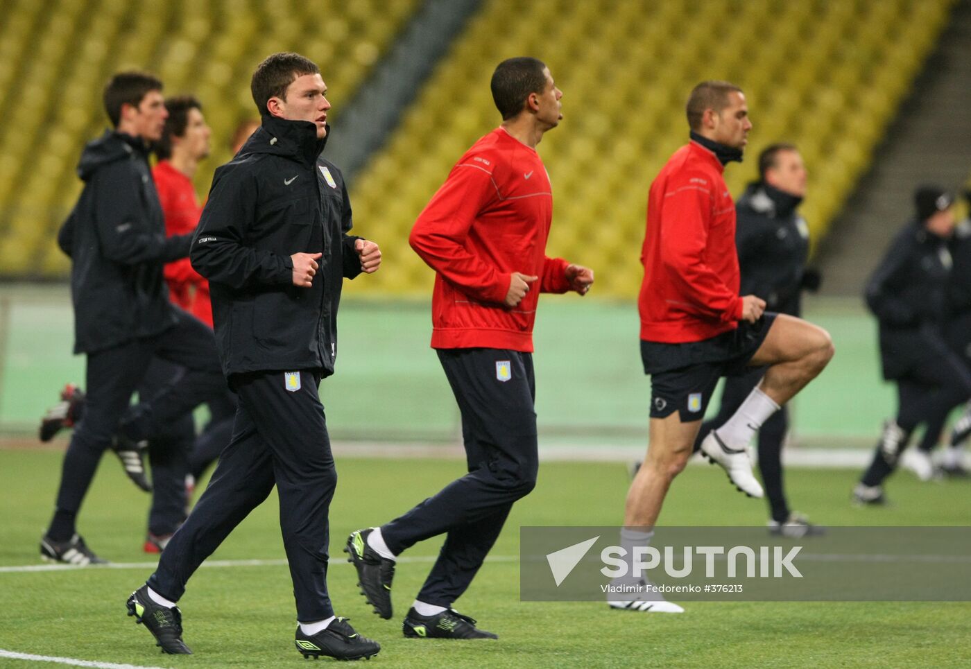 Aston Villa FC players training in Luzhniki