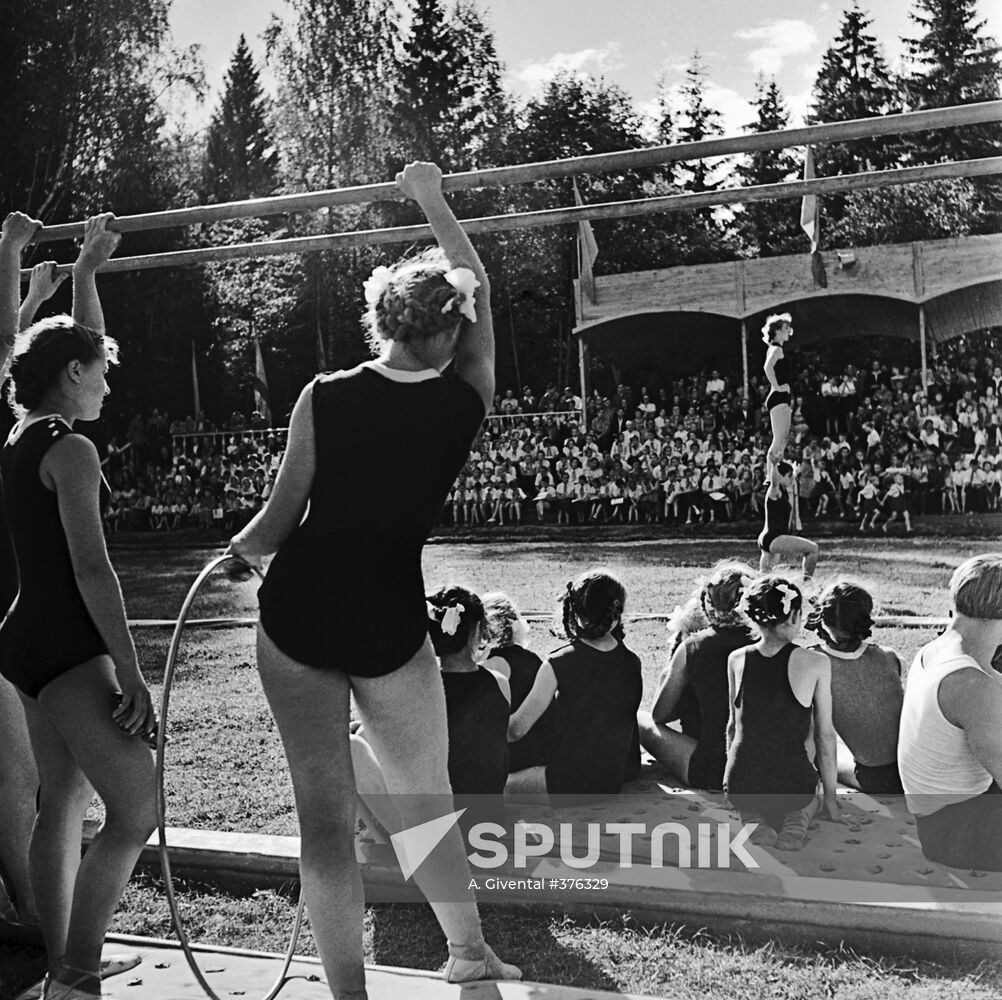 Spartakiad sports event at a Young Pioneer camp