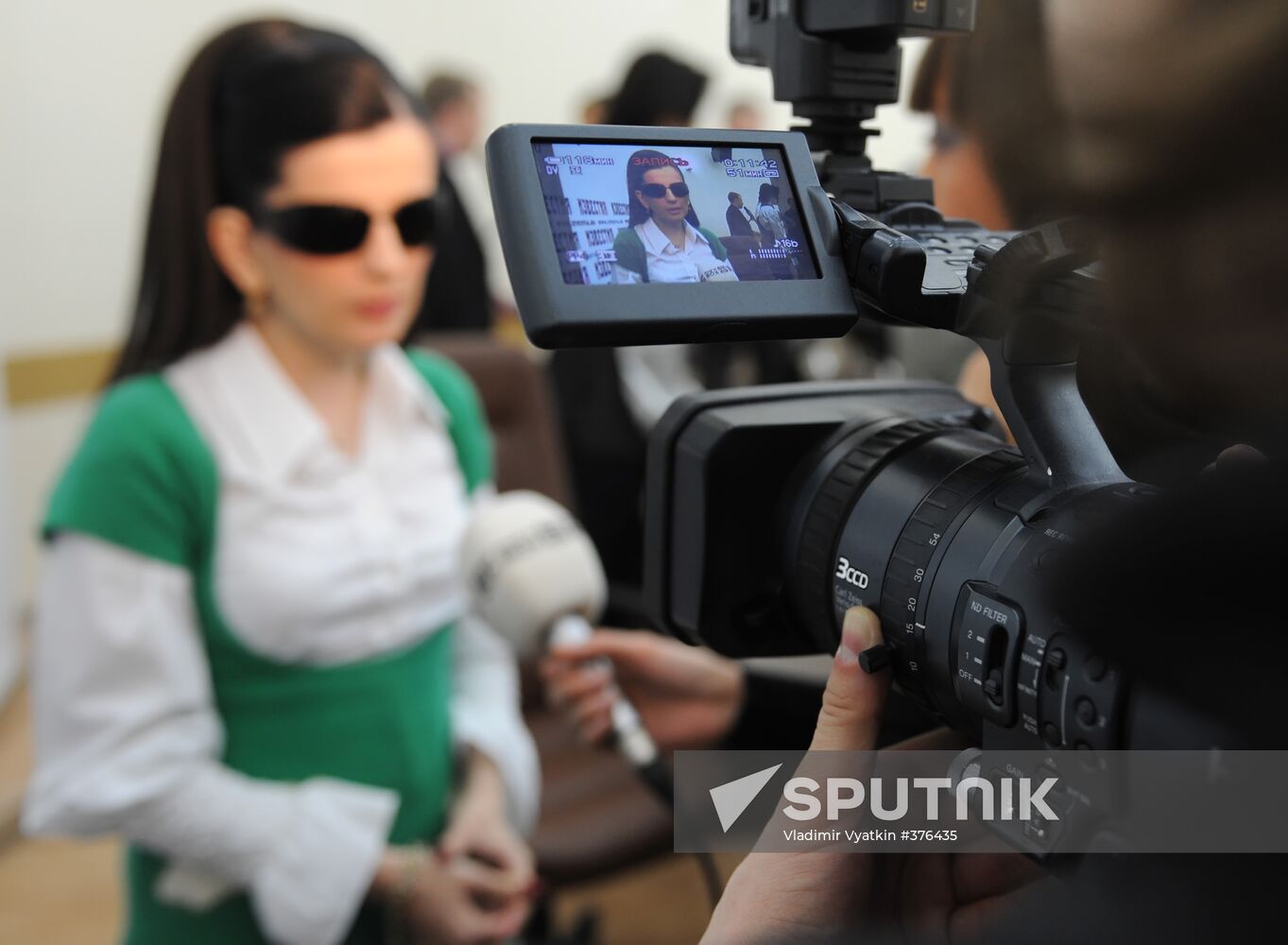 Singer Diana Gurtskaya at news conference in Moscow