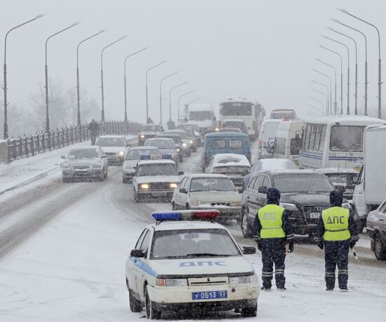 Traffic police patrol