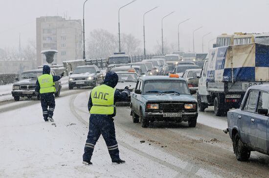 Traffic police patrol
