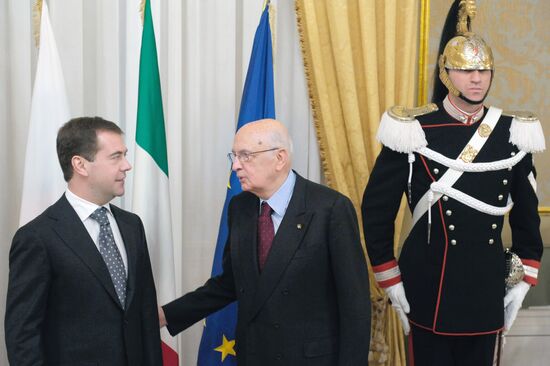 Russian President Dmitry Medvedev visiting Italy
