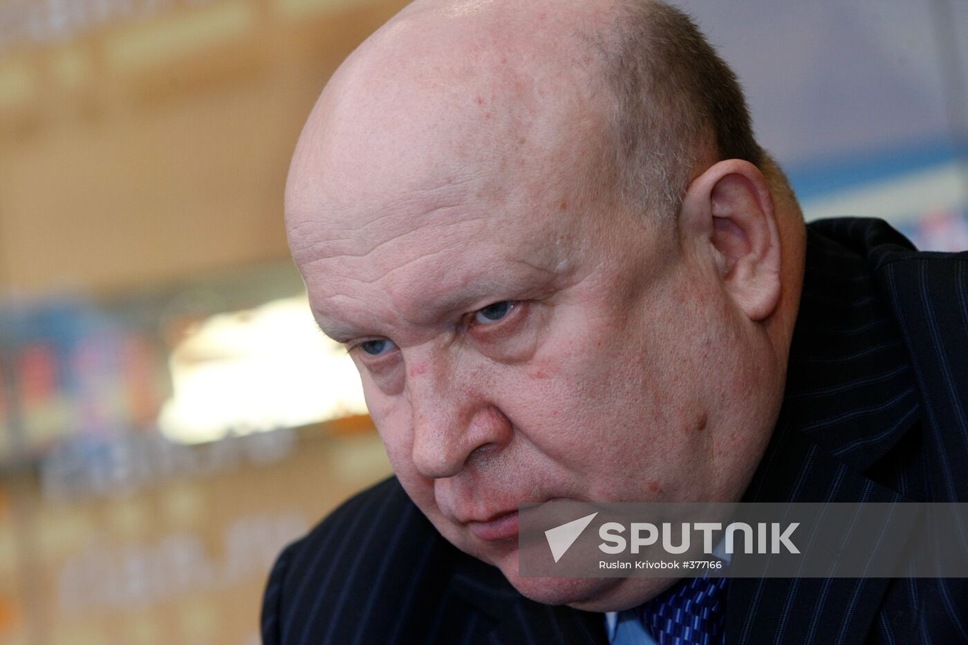 Valery Shantsev at a news conference