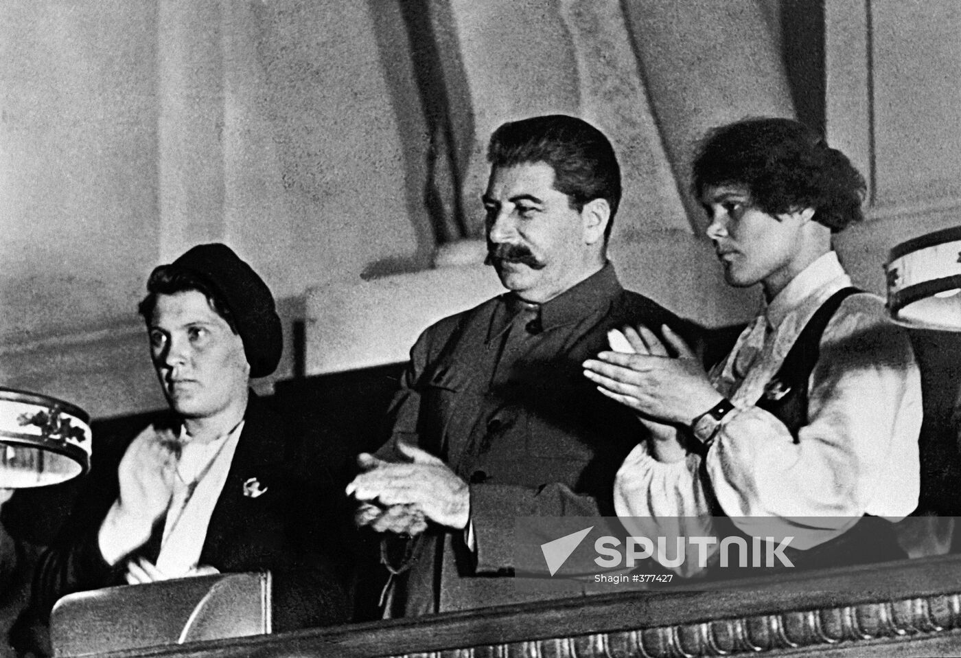 Stalin, Demchenko, Angelina at X Komsomol Congress