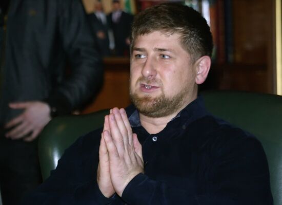 Ramzan Kadyrov at a news conference