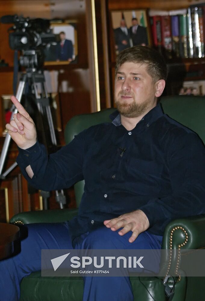 Ramzan Kadyrov at a news conference