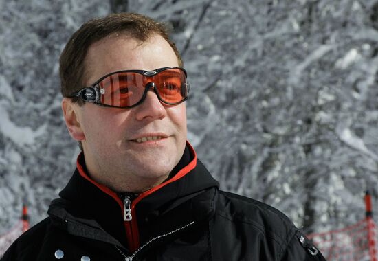 Russian President Dmitry Medvedev in Krasnaya Polyana